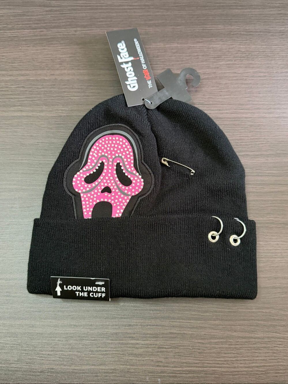 Ghost Face Rhinestone Hardware Beanie